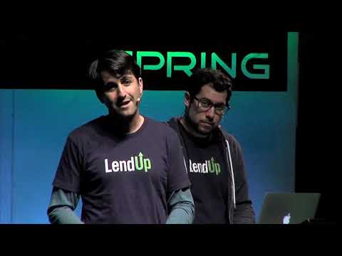 Two LendUp presenters on the FinovateSpring stage